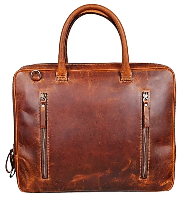 Mars Tan Leather Compact Laptop Bag