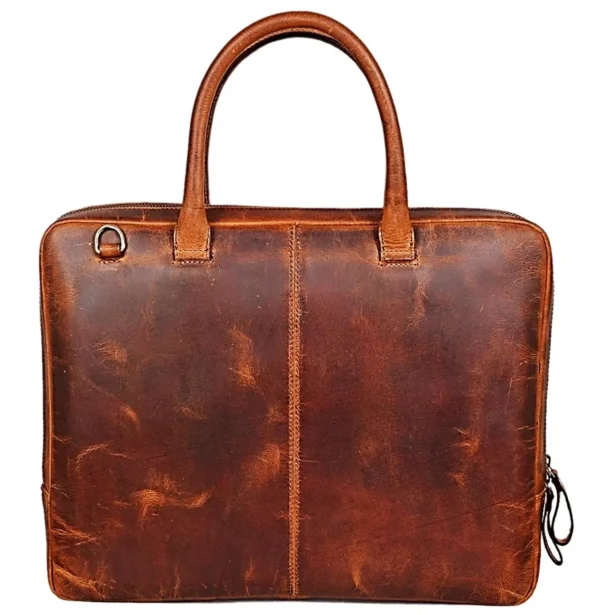 Mars Tan Leather Compact Laptop Bag - Image 2