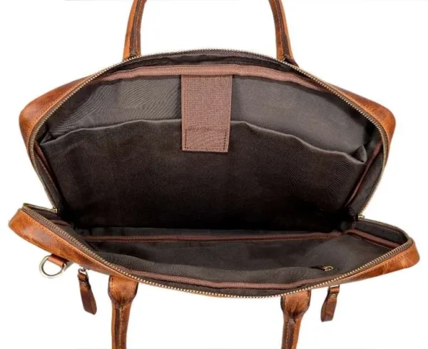 Mars Tan Leather Compact Laptop Bag - Image 4