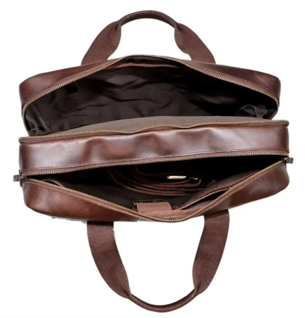 Mars Brown Leather Travel Laptop Bag - Image 5