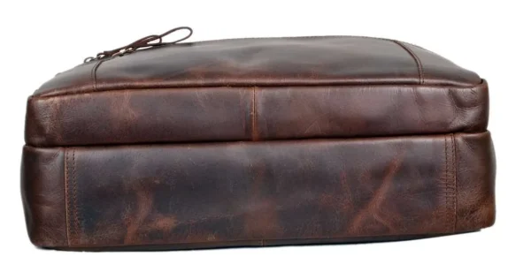 Mars Brown Leather Travel Laptop Bag - Image 4