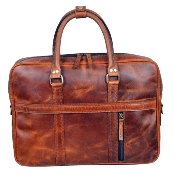 Mars Tan Leather Professional Laptop Bag - Image 5