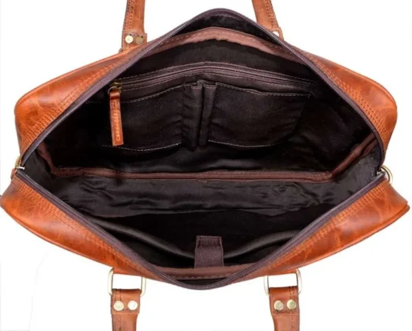Mars Tan Leather Professional Laptop Bag - Image 3