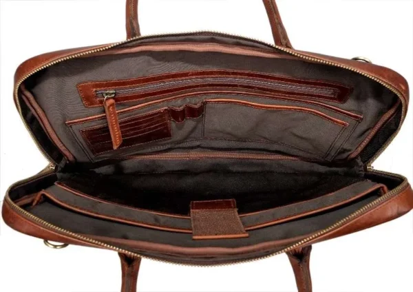 Venus Dark Tan Leather Executive Bag - Image 4