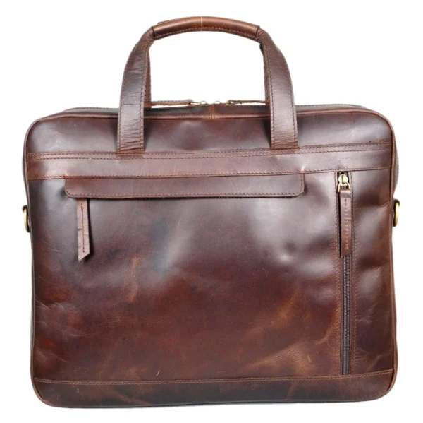 Venus Dark Tan Leather Executive Bag - Image 2