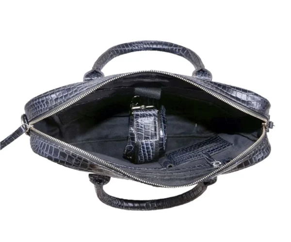 Uranus Gray Two-Tone Leather Laptop Bag - Image 3