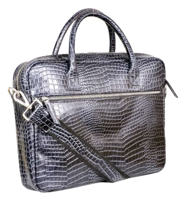 Uranus Gray Two-Tone Leather Laptop Bag - Image 2