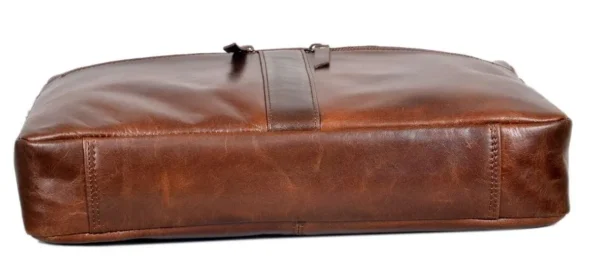 Saturn Tan Leather Slim Laptop Bag - Image 5