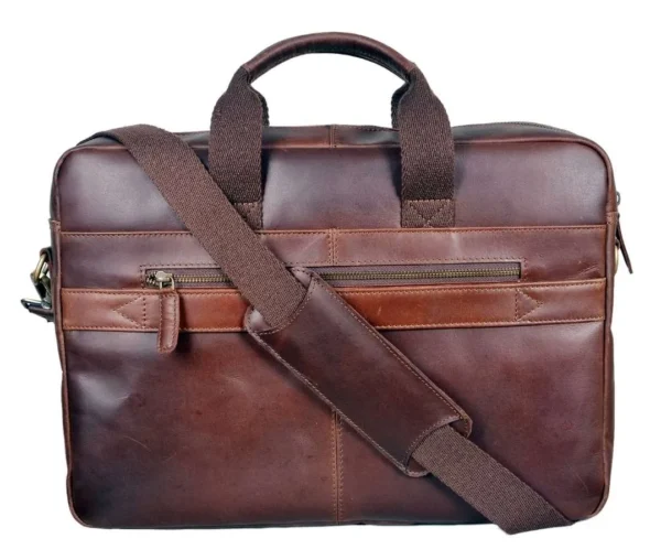 Venus Brown Leather Compact Laptop Bag - Image 2
