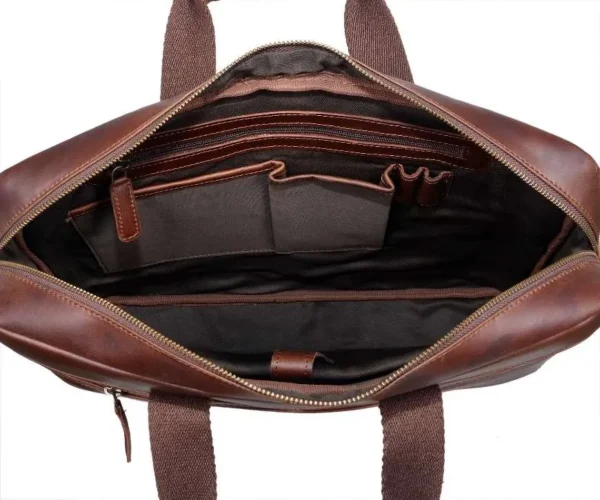 Venus Brown Leather Compact Laptop Bag - Image 3
