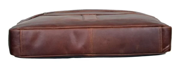 Venus Brown Leather Compact Laptop Bag - Image 5