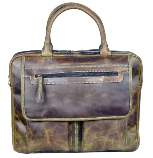 Mars Green Leather Laptop Backpack