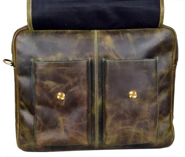 Mars Green Leather Laptop Backpack - Image 3