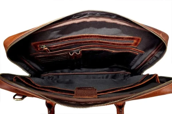 Dark Tan Leather Executive Bag - Image 3