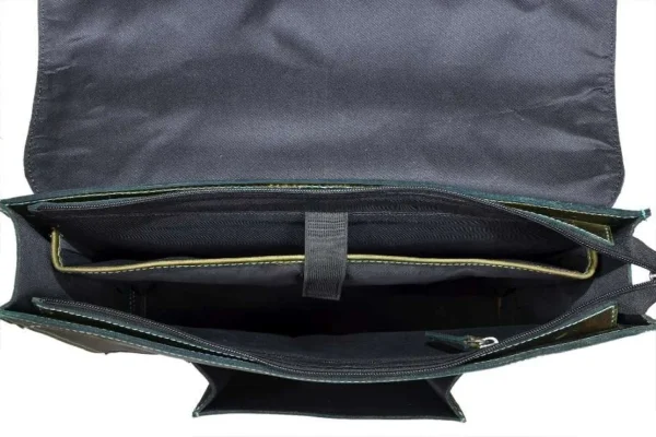 Mars Green Leather Business Laptop Bag - Image 3