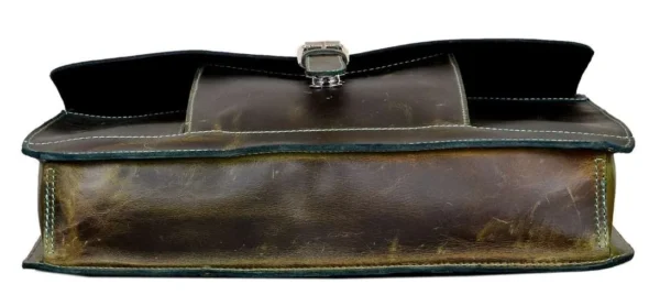 Mars Green Leather Business Laptop Bag - Image 5