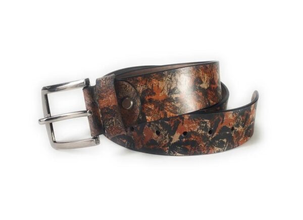 Printed Leather Belt - Mixed Brown Pattern