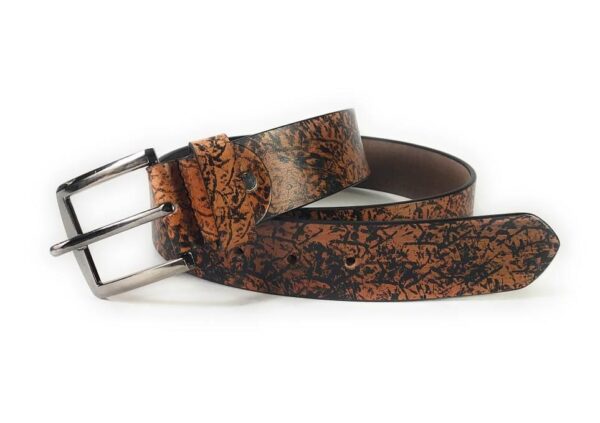 Printed Leather Belt - Dark Brown Pattern